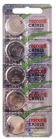 Maxell - Mod. CR2025 – Confezione da 5 Batterie, 3 V, Litio, 170 mAh, Colore: Grigio