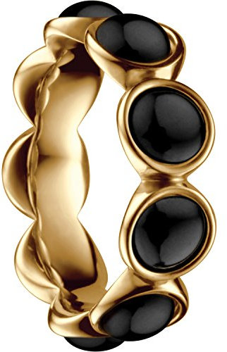 Bering Damen-Ring Edelstahl teilvergoldet Perle schwarz Gr. 50 (15.9) - 501-26-55