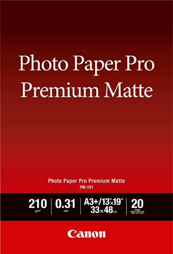 Canon Fotopapier PM-101 Premium matt - DIN A3+, 20 Blatt (210 g/qm) für Tintenstrahldrucker