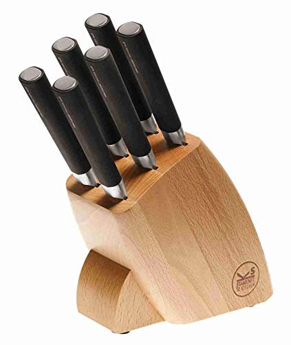Sambonet Ceppo Coltelli Bistecca 6 Pz Legno Acciaio Inox Nero, Legno