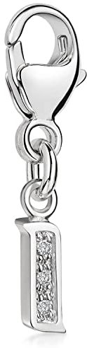 Materia Buchstabe I Anhänger Silber 925 mit 3 Zirkonia - Alphabet Charms C59