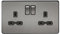 Knightsbridge SFR9000BN Twin Screwless 13A 2G Dp Switched Socket Nickel with Black Insert, 230 V