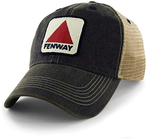 Chowdaheadz Fenway Patch Dirty Water Mesh Trucker Hat - Vintage Navy Blue Adjustable Cap, Mehrfarbig/Meereswellen (Ocean Tides), Einheitsgröße