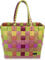 normani® Einkaufstasche Shopper geflochten aus Kunststoff - robuster Strandkorb Vintage Style 38cm x 25cm x 28cm Farbe Classic/Peach