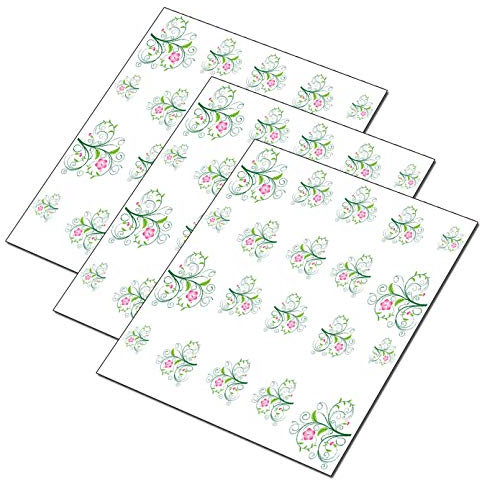 AWS set Water decals Flower Hibiscus nail art Ibiscus pink branch green stickers transfer decoration flowers swirlings (60)