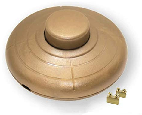 Interrupteur de lampe avec contacts à vis - Interrupteur à pied - 1 pôle 2 A - Doré - Pour câbles à 2 et 3 fils