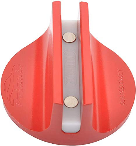 Potauto Universal Aluminum Grooved Magnetic Jack Pad Jacking Puck Pinch Weld (Slot Width 0.39 Inch) Frame Rail Adapter for Vehicles (Qty 1, Red)