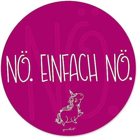 Einhorn-Mauspad Nö. Einfach Nö. in Magenta I Ø 22 cm rund I Mousepad mit Spruch I in Standard-Größe, rutschfest I lustig I dv271