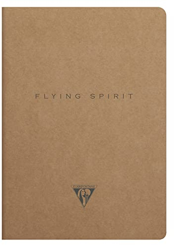 Clairefontaine 103536C - Heft Flying Spirit liniert DIN A5 48 Blatt, Velinpapier elfenbein 90g, mit Klappe, Braun, Motive sortiert, 1 Stück