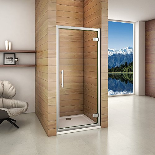 Porte de douche pivotante 90x185cm verre securit installation en niche