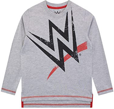 WWE Maglietta a Maniche Lunga per Ragazzi World Wrestling Entertainment Grigio 8-9 Anni