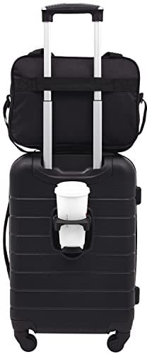 Wrangler Smart Luggage Set with Cup Holder and USB Port, Black, 2 Piece Set
