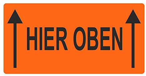 Warnetiketten/Versandaufkleber HIER OBEN auf Rolle - 30 x 62 mm - 1.000 Stück