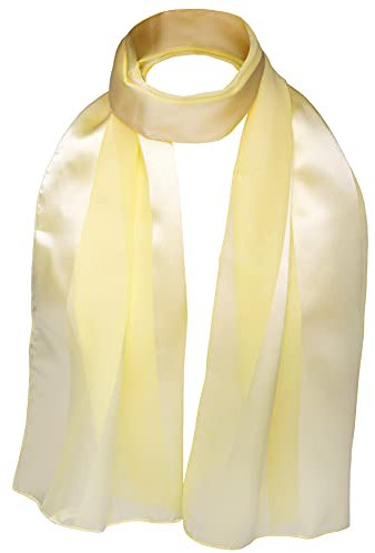 Basic Sense Klassischer Schal aus glänzendem Satin-Chiffon-Streifen, leicht, weich, luxuriöses Finish für jedes Outfit Gr. Einheitsgröße, zitronengelb