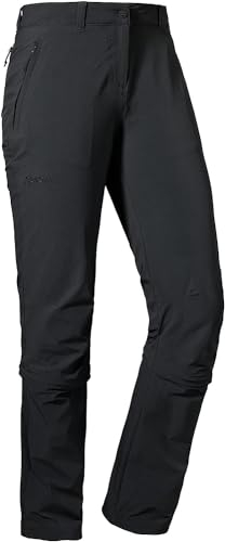 Schöffel Damen Pants Engadin1 Zip Off bequeme und elastische Damen Hose mit Zip-Off Funktion, kühlende und schnell trocknende Outdoor Hose für Frauen, Schwarz (black), 17