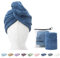 ENETIX 2 Stück Microfaser Handtuch für Damen, Haare Schnelltrocknend 25 × 70 cm Super Absorbierender Anti-Frizz-Haar-Turban, Schnell trocknende Haartücher mit Knopf (Königsblau)