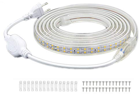 FOLGEMIR 25m LED Band Kalt Weiß, 2835 SMD 180 Leds/m Streifen, 220V 230V Strip, sehr helle Beleuchtung, IP65 wasserdicht für Garten Party Hochzeit Deko