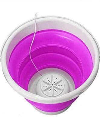LAOLI Portable Mini Turbo Washing Machine with Foldable Tub Compact Ultrasonic Turbine Washer USB Powered Travel Laundry Washer Camping Apartments Dorms RV Business (24W) (Red)