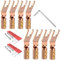 Monosaudio Gabel Klemmen 8 Stück Kabelschuhe Y Flachstecker Schraubverriegelung Reines Kupfer U Stecker mit Inbusschlüssel Gabel Spatenverbinder für Lautsprecherkabel bis 4,5mm
