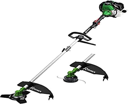 Ribimex Decespugliatore a Scoppio 43 cc, Motore 2 Tempi 1250 W, Lama a 3 Denti, Tagliabordi con 2 Fili in Nylon, Impugnature Regolabili, Serbatoio 1,2 L, Imbracatura e Accessori Inclusi - PRDEBT431/IT