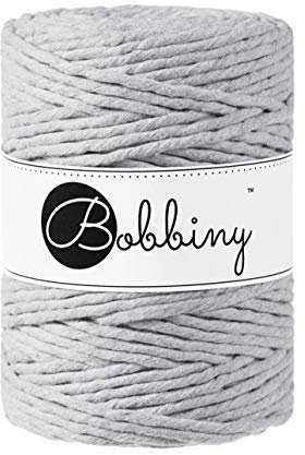 Bobbiny XXL Makramee-Schnur, einlagig, 5 mm, Hellgrau, 100 m
