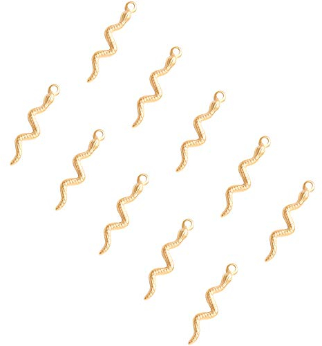 UNICRAFTALE 10pcs Golden Schlange Charms 304 Edelstahl Natter Charms Anhänger 2mm Small Hole Halloween Schlange Anhänger Für DIY Halskette Armband Schmuckherstellung 28x6.5x1.5mm