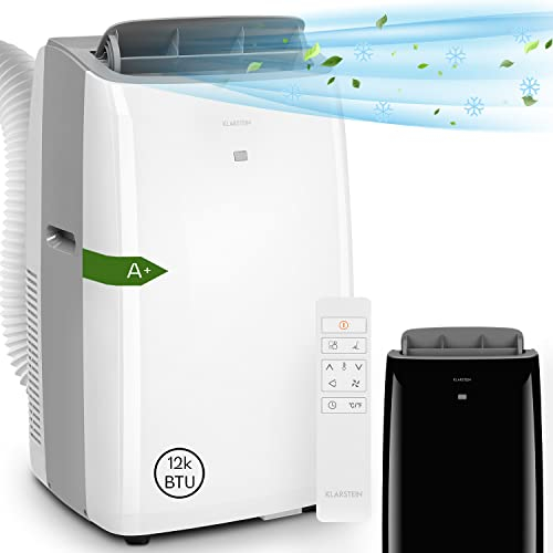 Klarstein Climatiseur Mobile Silencieux, Mini Climatiseur 3 en 1, Mode Nuit, Déshumidificateur, Ventilateur, Petite Climatisation à Faible Conso, Evacuation, Clim Portable, 12000 BTU, Climatiseurs