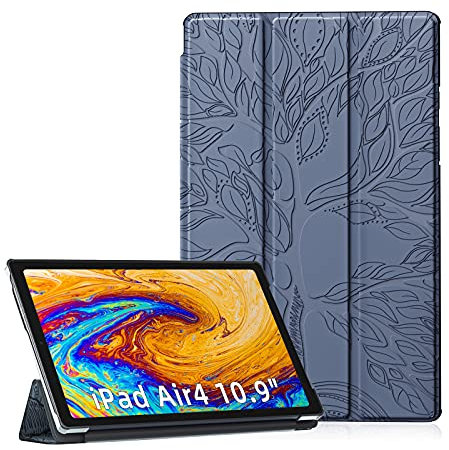 Auslbin Coque iPad Air 4ème Génération 10.9 Pouces,Étui iPad Air 4 10.9 2020 Housse de Protection avec Support Fonction et Veille/Réveil Automatique,Gris Argent