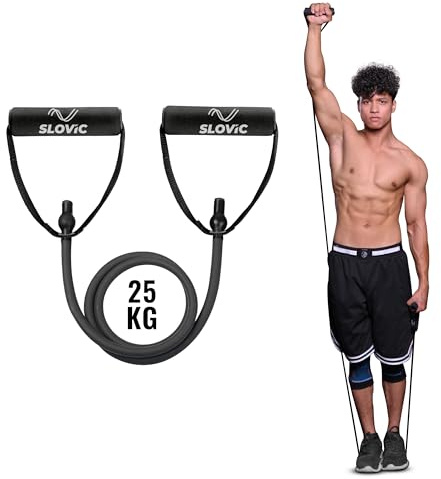 SLOVIC Resistance Tube/Band with Sturdy Handles, Door Anchor for Men and Women with Extensive Guide Containing 30 Plus Exercises | 3 Years Warranty