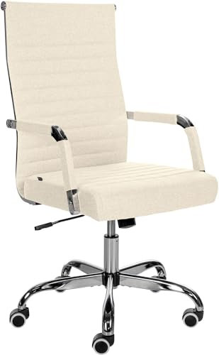 CLP Ergonomischer Bürostuhl Amadora I Höhenverstellbar, 360 Grad Drehstuhl I Kunstleder Oder Stoff Bezug I Langlebig, 120 kg Belastbar, Farbe:Creme, Material:Stoff