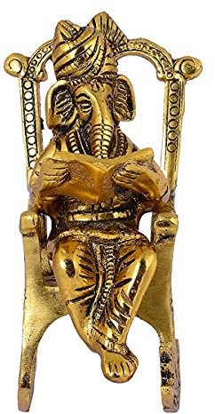 Wonder Care Lord Ganesha Metall-Idol-Figur für Zuhause, Tempel Mandir – Ganesh-Statue für Ganesh Chaturthi – Hindu-Gott, indische Pooja-Dekoration – Ganpati-Idol-Geschenk, Stuhl Ganesha