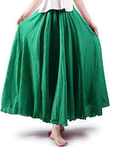 Phorecys Women's Cotton Long Flowy Rave Renaissance Maxi Skirt | Bohemian Style,Elastic Waist,A Line,Breathable,Perfect for Summer,Beach,Ren Faire,Casual,Vacation