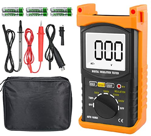 BTMETER Megaohmmetro 200 Gig Ohm Tester di Resistenza di Isolamento Digitale, Tensione di Prova 500V/1kV/2.5kV/5kV, Auto Ranging, Display Retroilluminato