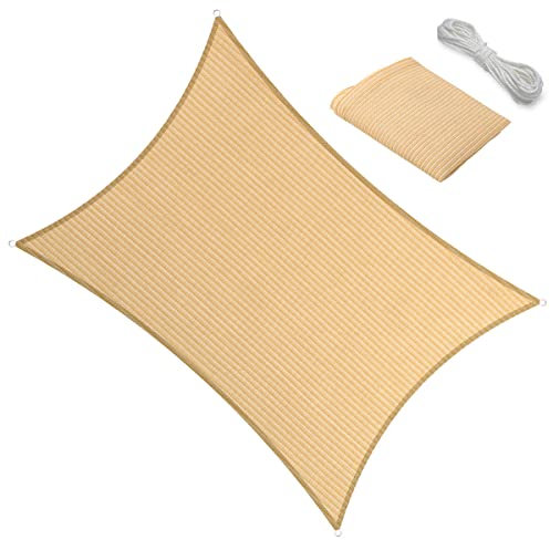 Sonnensegel, 1,8 x 2,4 m, wasserundurchlässiger Stoff, Pergola-Abdeckung, für Outdoor, Terrasse, Rasen, Garten, Hinterhof, Carport, Beige