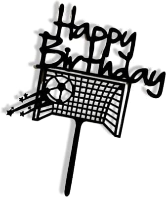Craft Cart Acrylic Cake Topper Happy Birthday Football Net Black and White Cake Decoration