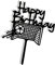 Craft Cart Acrylic Cake Topper Happy Birthday Football Net Black and White Cake Decoration