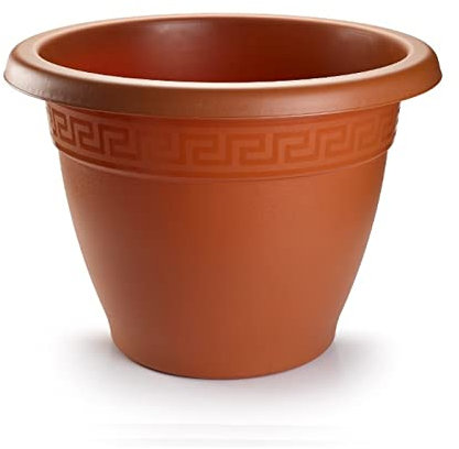 AC - Maceta de Plástico - Ideal para el Hogar, Plantas, Jardín, Decoración. - Cuidado de Plantas - Forma Redonda - Tamaño: 33,6 x 42,5 x 42,5 cm (Color Marrón)