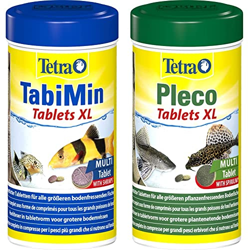 Tetra Tablets TabiMin XL - Tabletten Fischfutter, insbesondere für Bodenfische mit größerem, unterständigem Maul, 133 Tabletten Dose & Pleco XL Tablets – Nährstoffreiches Fischfutter, 133 Tabletten