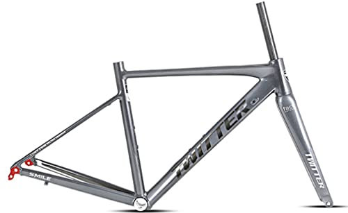 QHIYRZE 700C Rennrad Rahmen Scheibenbremse Fahrradrahmen BSA68 Aluminium Legierung Rahmen 46/48/50/52 cm Steckachse 12X100mm/12X142mm,Mit Carbon-Gabel(Titanium,50CM)