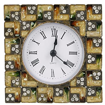 Sparklenut Tischuhr Retro, Kleine Uhr ohne Ticken, Dekorative Tischuhr mit Batteriebetriebene, für Schlafzimmer Nachttisch (mit Diamanten)