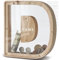 DBPBToU Tirelire en Bois en Forme de Lettre, Tirelire Cochon Personnalisée pour Enfants, Tirelire Billet Transparente Créative pour Cadeaux de Festivals/Décoration Intérieure/Souvenir (D)