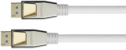 Python Câble DisplayPort 2.0 de qualité supérieure - 3 m - 54 Gbit/s, UHBR 13.5-4K @ 240 Hz / 8K @ 60 Hz - Conducteur en cuivre - Tressage en nylon - Blanc
