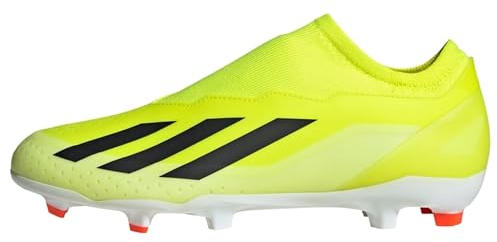 adidas X Crazyfast League Laceless Firm Ground Boots, Botas de fútbol Unisex adulto, Solar Yellow Core Black Cloud White, 42 EU