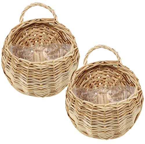 DECHOUS Rattan Wall Hanging Baskets Set Hanging Planters for Home Decorative Storage Baskets Flower Hangers for Living Room Decor