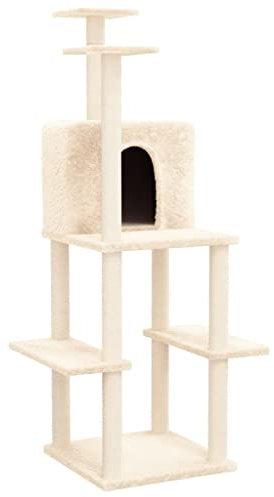 Kratzbaum mit Sisal-Kratzsäulen Creme 144,5 cm