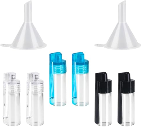 NTGRTY 8 Stück Gewürzpulver Werkzeug mit Löffel 51 mm Glasflasche,Mini Flaschen Zum Befüllen,Kleine Flaschen Zum Befüllen mit Min Trichter,kleine Aufbewahrungsflasche für OutdoorPulver,Reagenten