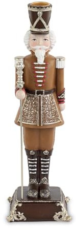 MAQA Weihnachts-Nussknacker-Kerzenhalter aus Polyresin 31,5 cm, Lebkuchensoldat, Nussknacker-Platzhalter mit Kerzenhalter