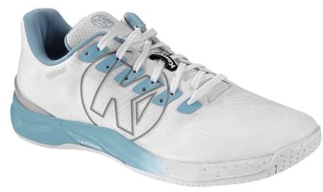 Kempa Unisex Attack Pro 2.0 W Game Changer Handballschuhe, Sportschuhe, Turnschuhe, weiß/Aqua, 42 EU