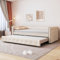 Merax Ausziehbares Sofa Bett 90 x 200cm, Tagesbett mit strapazierfähiger Leinenstoff, Bettrahmen für Kinder, Jugend & Erwachsene, Beige (Ohne Matratze)