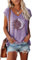 Teesho Damen T-Shirt Sommer Elegant Oberteile Kurzarm Crop Tops Oversize Shirts Tunika Sommer Tank Tops Sporttop (HellLila/M)